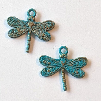 Antique Bronze Patina Small Dragonfly Charm