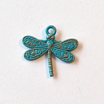 Antique Bronze Patina Small Dragonfly Charm - Image 2