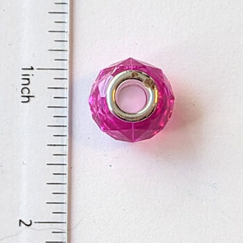 Raspberry Pink Faceted Transparent Glass Charm Bead - Image 3