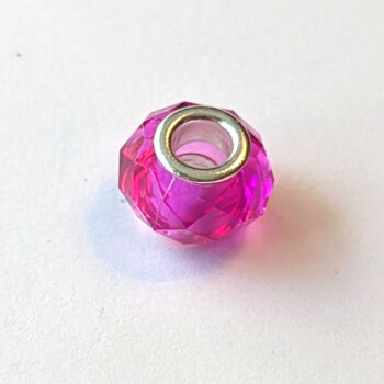 Raspberry Pink Faceted Transparent Glass Charm Bead