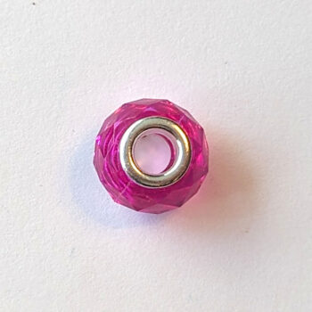 Raspberry Pink Faceted Transparent Glass Charm Bead - Image 2