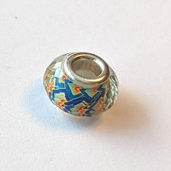 Orange Green Blue Zig Zag Clear Glass Charm Bead