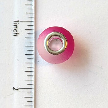 Hot Pink and White Frosted Glass Charm Bead - Image 3