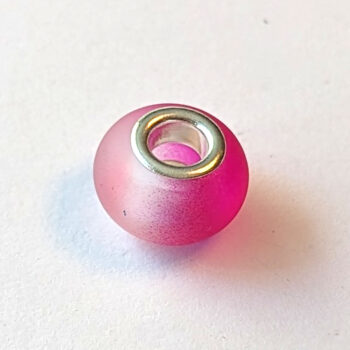 Hot Pink and White Frosted Glass Charm Bead