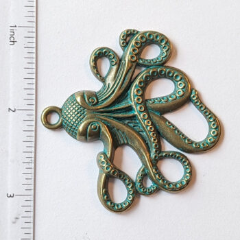 Large Octopus Pendant Antique Bronze Patina - Image 2