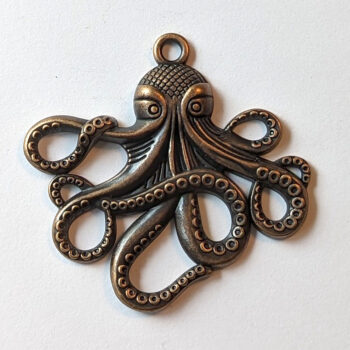 Large Octopus Pendant Antique Copper