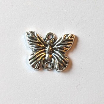 Small Butterfly Connector Charm Antique Silver