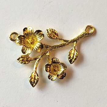 Branch With Leaves Leaf Flowers Connector Gold