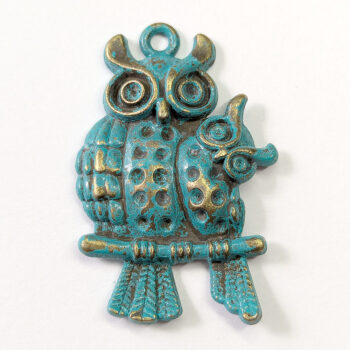 Owl Mom and Baby Pendant Antique Bronze Patina - Image 6