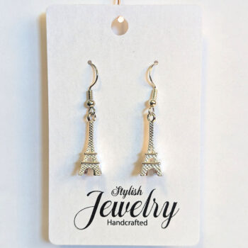 Silver 3D Eiffel Tower Earrings - Image 4