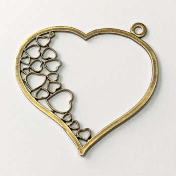 Large Hollow Heart Pendant Antique Bronze - Image 3