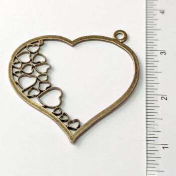 Large Hollow Heart Pendant Antique Bronze - Image 4