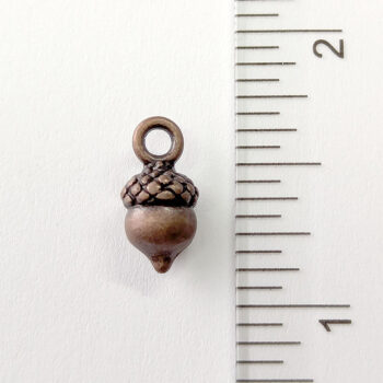 Small Dainty Acorn Charm Antique Copper - Image 2