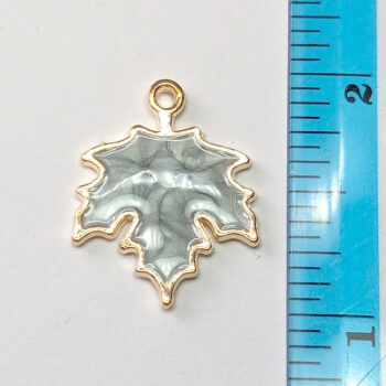 Blue Maple Leaf Enamel Charm Gold - Image 2