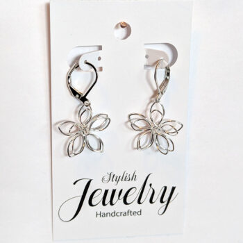 Small Silver Wire-wrapped Flower Earrings - Image 3