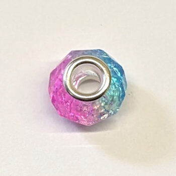 Blue Pink Faceted Transparent Glass Charm Bead - Image 2