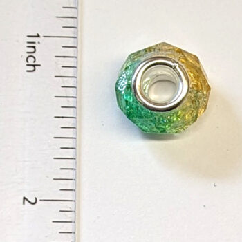 Green Yellow Faceted Transparent Glass Charm Bead - Image 3