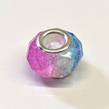 Blue Pink Faceted Transparent Glass Charm Bead