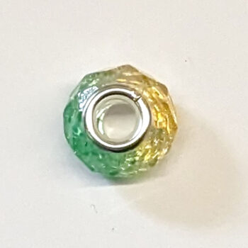 Green Yellow Faceted Transparent Glass Charm Bead - Image 2