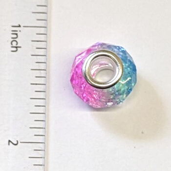 Blue Pink Faceted Transparent Glass Charm Bead - Image 3