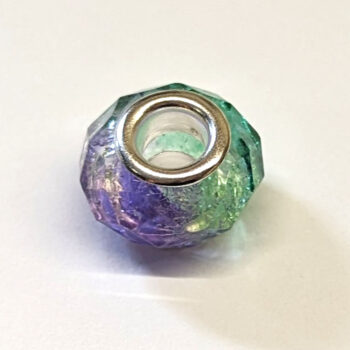 Green Purple Faceted Transparent Glass Charm Bead