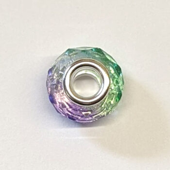 Green Purple Faceted Transparent Glass Charm Bead - Image 3