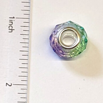 Green Purple Faceted Transparent Glass Charm Bead - Image 2