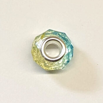 Yellow Blue Faceted Transparent Glass Charm Bead - Image 3