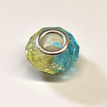 Yellow Blue Faceted Transparent Glass Charm Bead