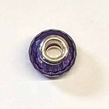 Dark Purple Faceted Transparent Glass Charm Bead - Image 3