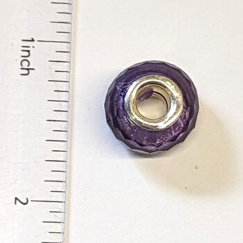 Dark Purple Faceted Transparent Glass Charm Bead - Image 2