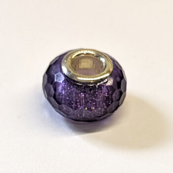 Dark Purple Faceted Transparent Glass Charm Bead