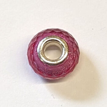 Dark Raspberry Pink Faceted Transparent Glass Charm Bead - Image 3