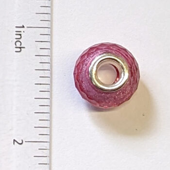 Dark Raspberry Pink Faceted Transparent Glass Charm Bead - Image 2