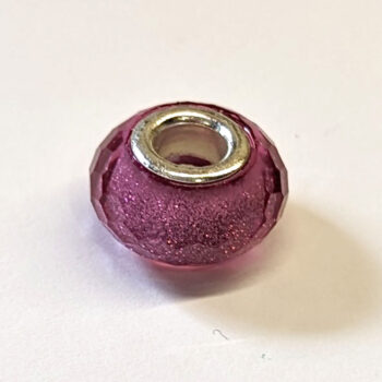 Dark Raspberry Pink Faceted Transparent Glass Charm Bead