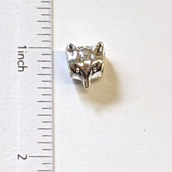 Fox Head Metal Charm Bead Silver - Image 2