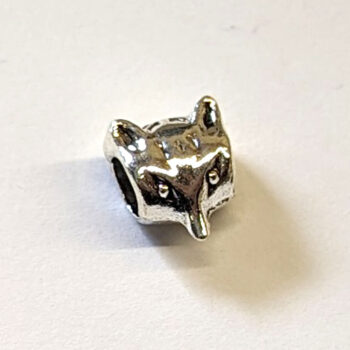 Fox Head Metal Charm Bead Silver