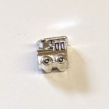 Train Engine Metal Charm Bead Silver