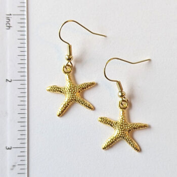 Gold Starfish Vintage Style Earrings - Image 2