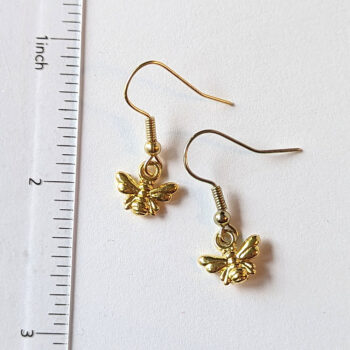 Gold Tiny Bee Earrings - Image 2