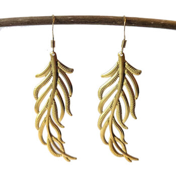 Gold Large Modern Lightweight Filigree Leaf Earrings