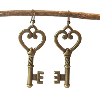 Antique Bronze Double Sided Master Key Earrings