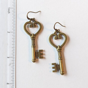 Antique Bronze Double Sided Master Key Earrings - Image 2