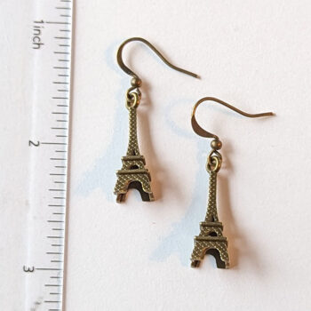 Antique Bronze 3D Eiffel Tower Earrings - Image 2