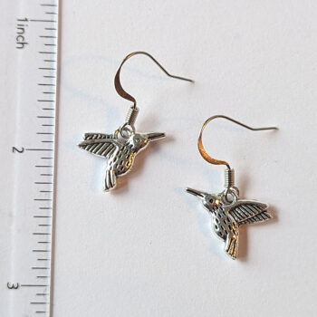 Hummingbird Bird Double Sided Silver Earrings - Image 2