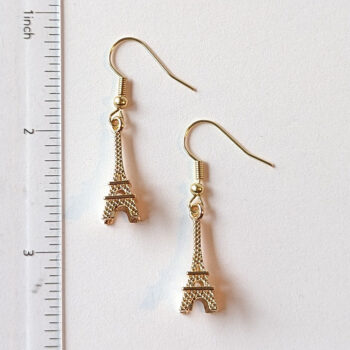 KC Gold 3D Eiffel Tower Earrings - Image 2