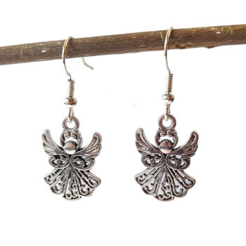 Hollow Silver Angel Earrings