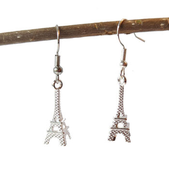 Silver 3D Eiffel Tower Earrings