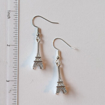 Silver 3D Eiffel Tower Earrings - Image 2