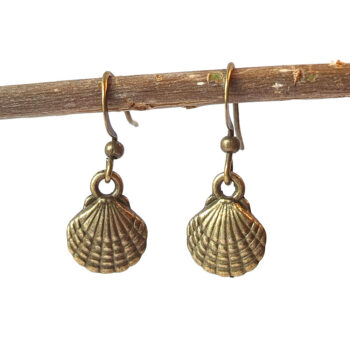 Antique Bronze Double Sided Scallop Shell Earrings